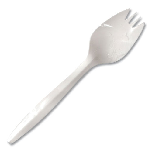 Individually Wrapped Mediumweight Cutlery, Spork, White, 1,000/Carton-(BSQ1105000)