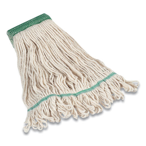 Looped-End Wet Mop Head, Cotton, Medium, 5" Headband, White-(CWZ24421268)