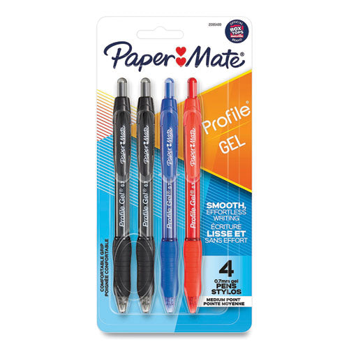 Profile Gel Pen, Retractable, Medium 0.7 mm, Assorted Ink and Barrel Colors, 4/Pack-(PAP2095469)