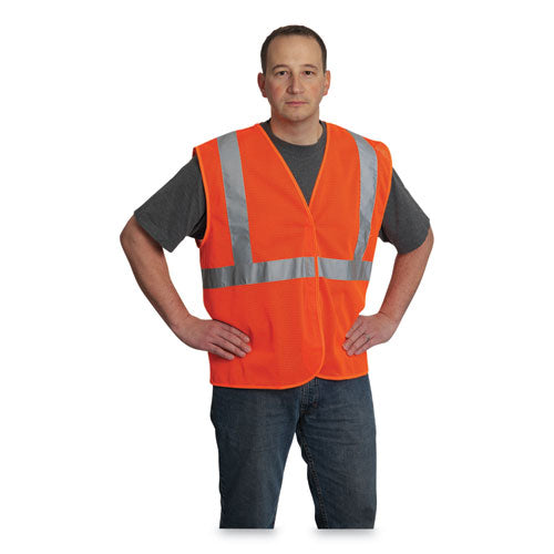 ANSI Class 2 Hook and Loop Safety Vest, X-Large, Hi-Viz Orange-(PID302MVGORXL)