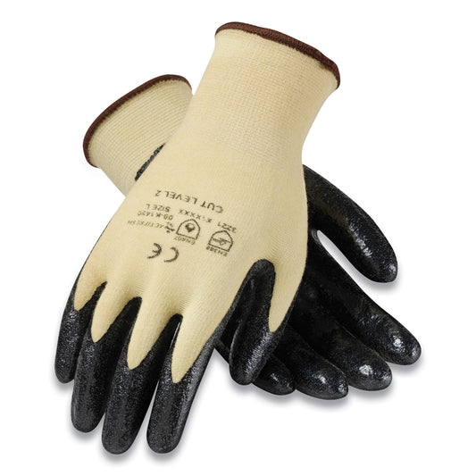 KEV Seamless Knit Kevlar Gloves, Large, Yellow/Black, 12 Pairs-(PID09K1450L)