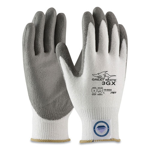 Great White 3GX Seamless Knit Dyneema Diamond Blended Gloves, Large, White/Gray-(PID19D322L)