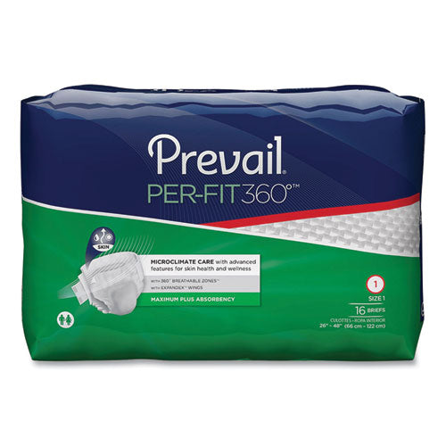 Per-Fit360 Degree Briefs, Maximum Plus Absorbency, Size 1, 26" to 48" Waist, 96/Carton-(PVLPFNG012)