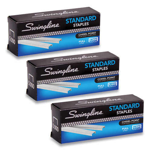 S.F. 1 Standard Staples, 0.25" Leg, 0.5" Crown, Steel, 5,000/Box, 3 Boxes/Pack-(SWIS7035104)