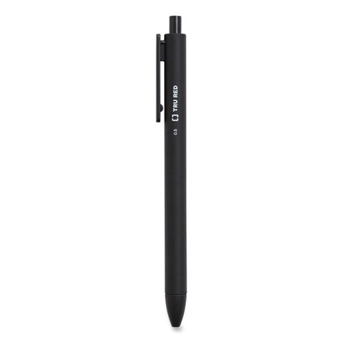 Quick Dry Gel Pen, Retractable, Fine 0.5 mm, Black Ink, Black Barrel, 5/Pack-(TUD24377016)