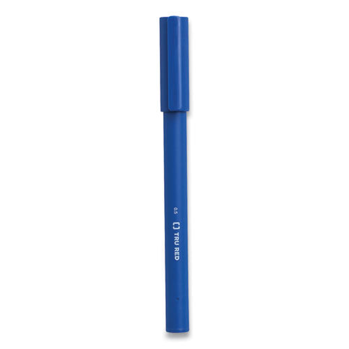 Quick Dry Gel Pen, Stick, Fine 0.5 mm, Blue Ink, Blue Barrel, 5/Pack-(TUD24377034)