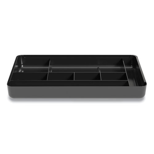 Nine-Compartment Expandable Plastic Drawer Organizer, 16.34 x 8.5 x 2.32, Black-(TUD24418573)