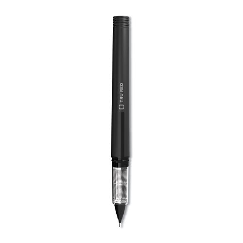 Roller Ball Pen, Stick, Fine 0.5 mm Needle Tip, Black Ink, Black Barrel, Dozen-(TUD24419533)