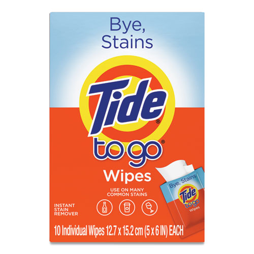 To Go Instant Stain Remover Wipes, 1-Ply, 6 x 5, Scented, White, 10/Box, 12 Boxes/Carton-(PGC38150)