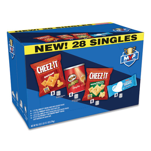 MVP Singles Variety Pack, Cheez-it Original/White Cheddar Pringles Original Rice Krispies Treats, Assorted Sizes, 28/Box-(KEB11461)