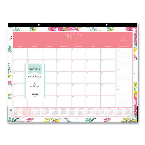 Day Designer Peyton Academic Desk Pad, Floral Artwork, 22 x 17, Black Binding, Clear Corners, 12-Month (July-June): 2022-2023-(BLS107938)