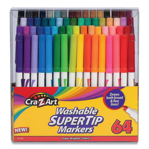 Washable SuperTip Markers, Fine/Broad Bullet Tips, Assorted Colors, 64/Set-(CZA10128WM16)