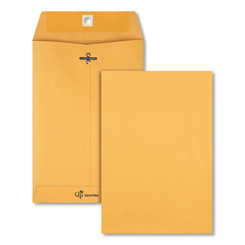 Clasp Envelope, 28 lb Bond Weight Kraft, #63, Square Flap, Clasp/Gummed Closure, 6.5 x 9.5, Brown Kraft, 100/Box-(QUA37863)