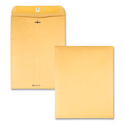 Clasp Envelope, 32 lb Bond Weight Kraft, #12 1/2, Square Flap, Clasp/Gummed Closure, 9.5 x 12.5, Brown Kraft, 100/Box-(QUA37793)