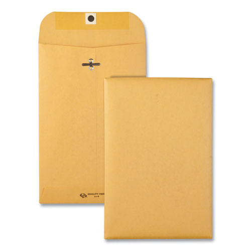 Clasp Envelope, 32 lb Bond Weight Kraft, #1, Square Flap, Clasp/Gummed Closure, 6 x 9, Brown Kraft, 100/Box-(QUA37755)