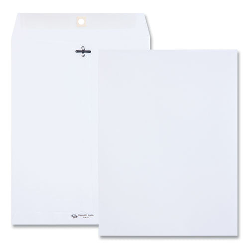 Clasp Envelope, 28 lb Bond Weight Paper, #90, Square Flap, Clasp/Gummed Closure, 9 x 12, White, 100/Box-(QUA38390)