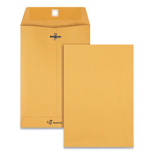 Clasp Envelope, 32 lb Bond Weight Kraft, #1 3/4, Square Flap, Clasp/Gummed Closure, 6.5 x 9.5, Brown Kraft, 100/Box-(QUA37763)