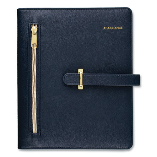 Buckle Closure Planner/Organizer Starter Set, 8.5 x 5.5, Navy Blue/Gold Cover, 12-Month (Jan to Dec): Undated-(AAGDR111804020)