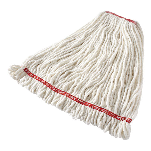 Web Foot Shrinkless Looped-End Wet Mop Head, Cotton/Synthetic, Large, White, 1" White Headband-(RCPA21306WH00)