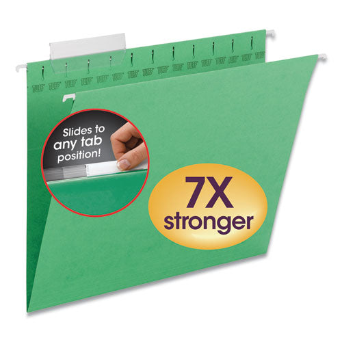 TUFF Hanging Folders with Easy Slide Tab, Letter Size, 1/3-Cut Tabs, Green, 18/Box-(SMD64042)