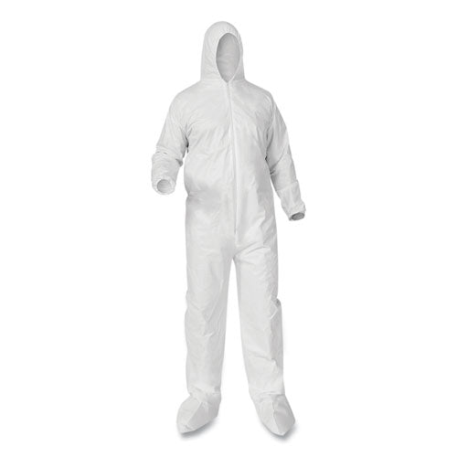 A35 Liquid and Particle Protection Coveralls, Zipper Front, Hood/Boots, Elastic Wrists/Ankles, 2X-Large, White, 25/Carton-(KCC38950)