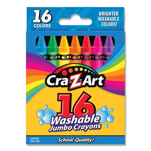 Washable Jumbo Crayons, 16 Assorted Colors, 16/Pack-(CZA1020448)