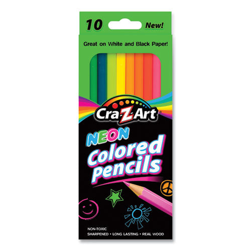 Neon Colored Pencils, 10 Assorted Lead/Barrell Colors, 10/Set-(CZA1042772)