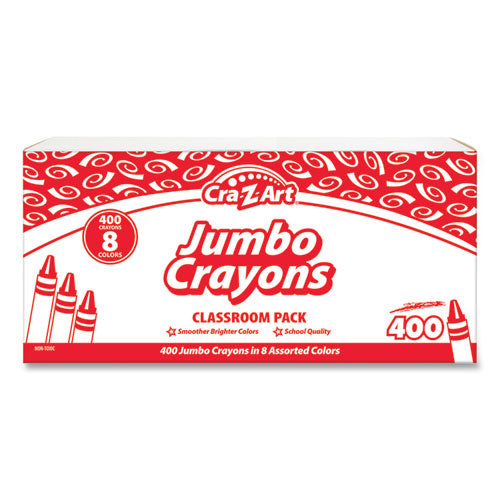 Jumbo Crayons, 8 Assorted Colors, 400/Pack-(CZA740051)