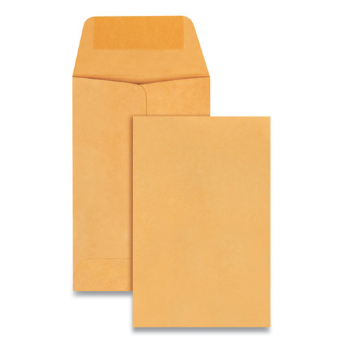 Kraft Coin and Small Parts Envelope, #1, Extended Square Flap, Gummed Closure, 2.25 x 3.5, Brown Kraft, 500/Box-(QUA50160)