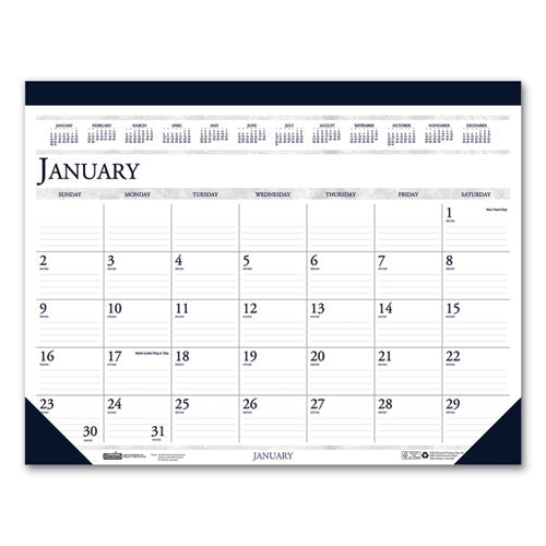 Recycled Two-Color Perforated Monthly Desk Pad Calendar, 22 x 17, Blue Binding/Corners, 12-Month (Jan-Dec): 2023-(HOD150HD)