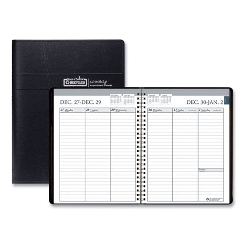 Recycled Weekly Appointment Book Ruled without Appointment Times, 8.75 x 6.88, Black Cover, 12-Month (Jan to Dec): 2023-(HOD25802)