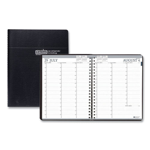 Recycled Professional Weekly Planner, 15-Minute Appts, 11 x 8.5, Black Wirebound Soft Cover, 12-Month (Aug-July): 2022-2023-(HOD257202)