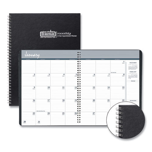 Monthly Hard Cover Planner, 11 x 8.5, Black Cover, 24-Month (Jan to Dec): 2023 to 2024-(HOD262092)