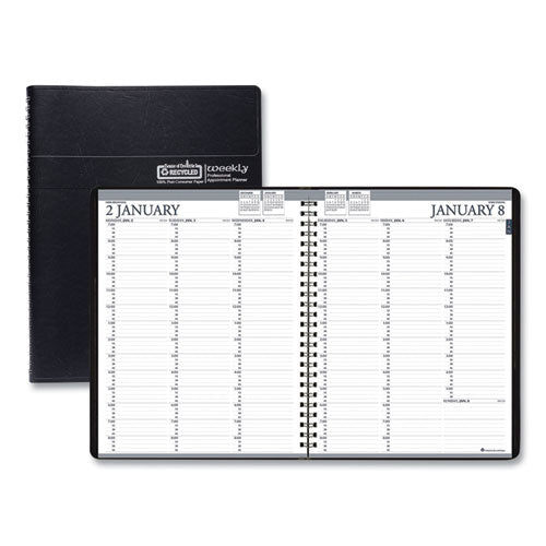 Recycled Professional Weekly Planner, 15-Minute Appts, 11 x 8.5, Black Wirebound Soft Cover, 12-Month (Jan to Dec): 2023-(HOD27202)