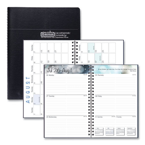 Recycled Academic Weekly/Monthly Appointment Planner, 8 x 5, Black Cover, 13-Month (Aug to Aug): 2022 to 2023-(HOD27502)