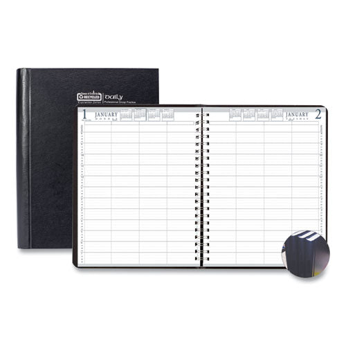 Executive Series Four-Person Group Practice Daily Appointment Book, 11 x 8.5, Black Hard Cover, 12-Month (Jan to Dec): 2023-(HOD28292)