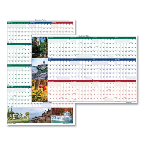 Earthscapes Recycled Reversible/Erasable Yearly Wall Calendar, Nature Photos, 32 x 48, White Sheets, 12-Month (Jan-Dec): 2023-(HOD3931)