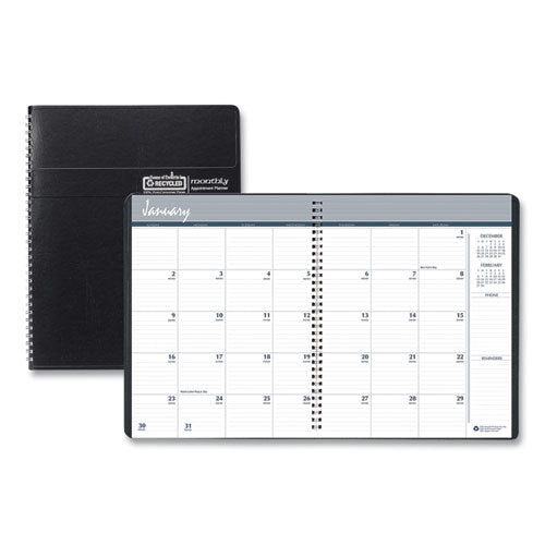 14-Month Recycled Ruled Monthly Planner, 8.75 x 6.78, Black Cover, 14-Month (Dec to Jan): 2022 to 2024-(HOD26802)