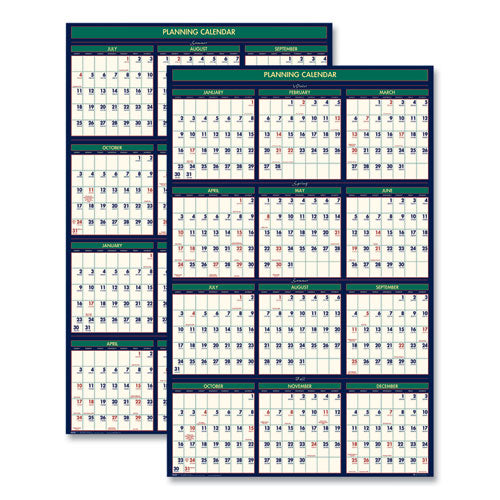 Four Seasons Business/Academic Recycled Wall Calendar, 24 x 37, 12-Month (July-June): 2022-2023, 12-Month (Jan to Dec): 2023-(HOD390)