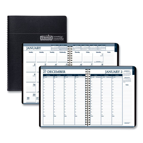 Recycled Wirebound Weekly/Monthly Planner, 11 x 8.5, Black Cover, 12-Month (Jan to Dec): 2023-(HOD28302)