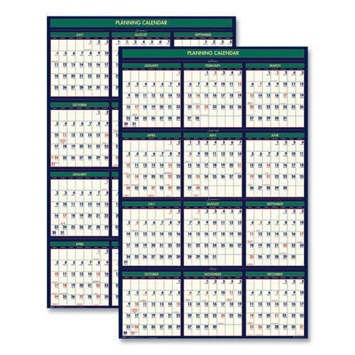 Four Season Erasable Business/Academic Recycled Wall Calendar, 24 x 37, 12-Month(July-June):2022-2023, 12-Month(Jan-Dec):2023-(HOD391)