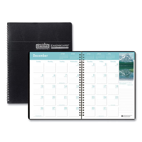 Earthscapes Recycled Ruled Monthly Planner, Landscapes Color Photos, 11 x 8.5, Black Cover, 14-Month (Dec-Jan): 2022-2024-(HOD26402)