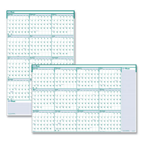 Express Track Recycled Reversible/Erasable Yearly Wall Calendar, 24 x 37, White/Teal Sheets, 12-Month (Jan to Dec): 2023-(HOD392)