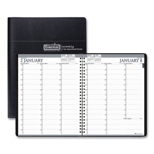 Recycled Professional Weekly Planner, 15-Minute Appts, 11 x 8.5, Black Wirebound Soft Cover, 24-Month (Jan-Dec): 2023-2024-(HOD272002)