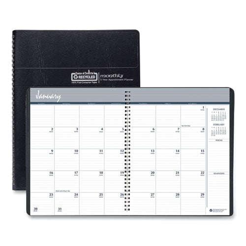 Recycled Monthly 5-Year/62-Month Planner, 11 x 8.5, Black Cover, 62-Month (Dec to Jan): 2022 to 2028-(HOD262502)