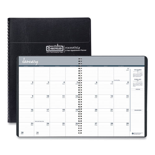 24-Month Recycled Ruled Monthly Planner, 11 x 8.5, Black Cover, 24-Month (Jan to Dec): 2023 to 2024-(HOD262002)