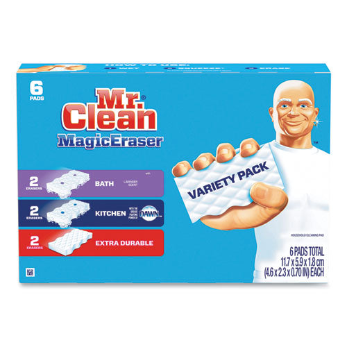 Magic Eraser Variety Pack, Extra Durable Bath Kitchen, 4.6 x 2.3, 0.7" Thick, White, 6/Pack, 8 Packs/Carton-(PGC69523)