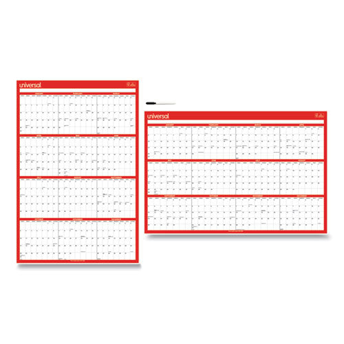 Erasable Wall Calendar, 24 x 36, White/Red Sheets, 12-Month (Jan to Dec): 2023-(UNV71004)