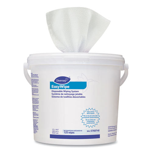 Easywipe Disposable Wiping Refill, 8.63 x 24.88, White, 125/Bucket, 6/Carton-(DVO5768748)