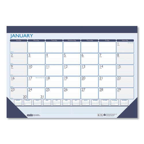 Recycled Contempo Desk Pad Calendar, 18.5 x 13, White/Blue Sheets, Black Binding, Black Corners, 12-Month (Jan to Dec): 2023-(HOD1516)